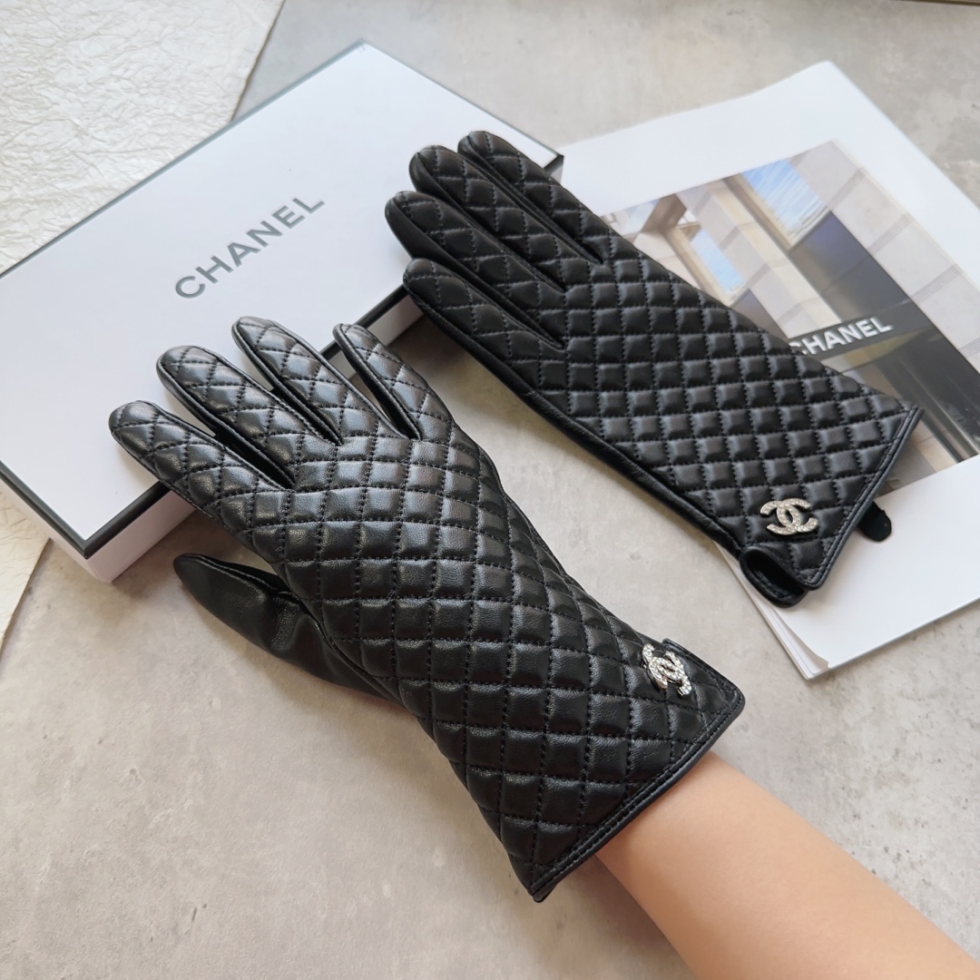 [TOP] CHANEL  New Women's Gloves First Grade Sheepskin - Black