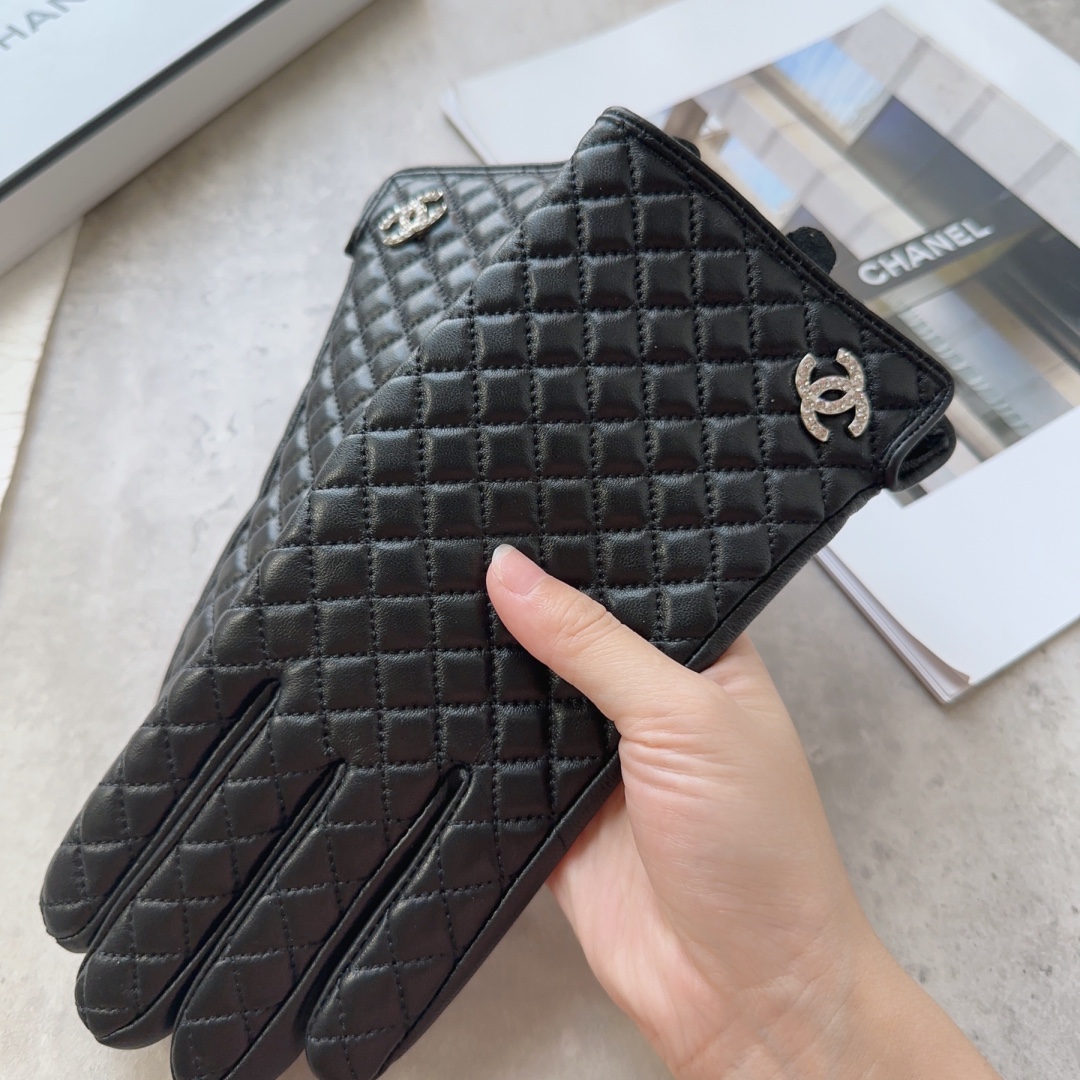 [TOP] CHANEL  New Women's Gloves First Grade Sheepskin - Black