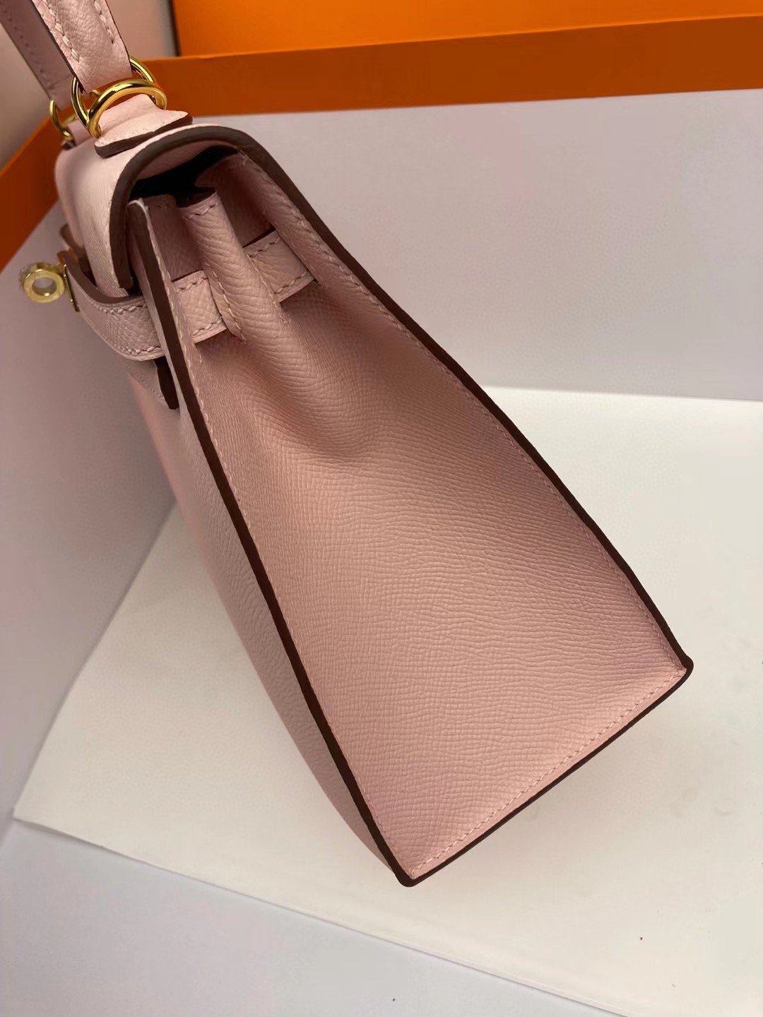 [TOP] HERMES Kelly Epsom Leather 25cm - Light Pink & GHW