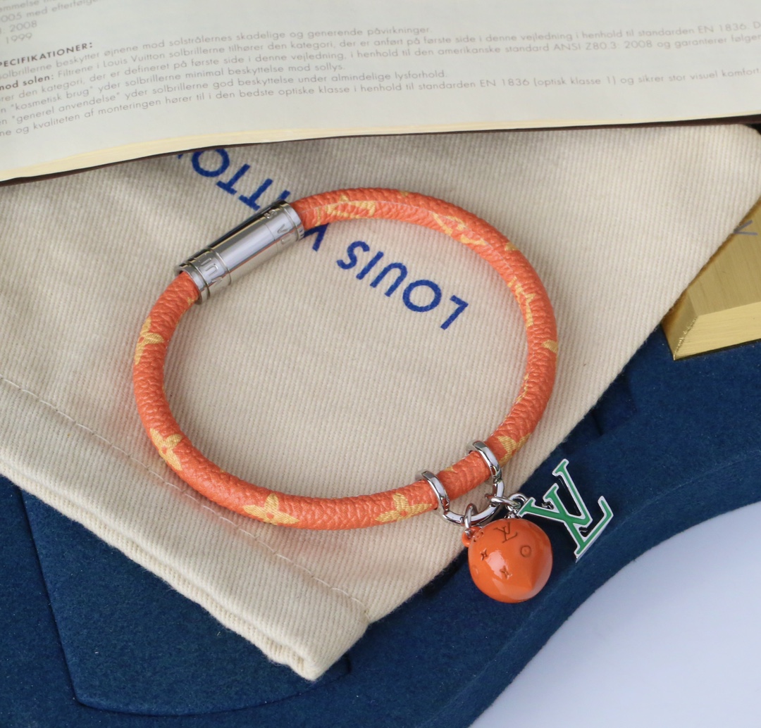 [TOP] Louis Vuitton LV Leather with Fruit Charm Bracelet - 2 Colors
