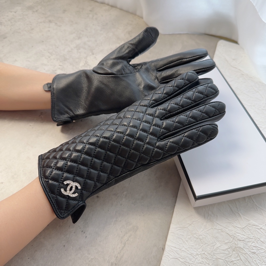[TOP] CHANEL  New Women's Gloves First Grade Sheepskin - Black