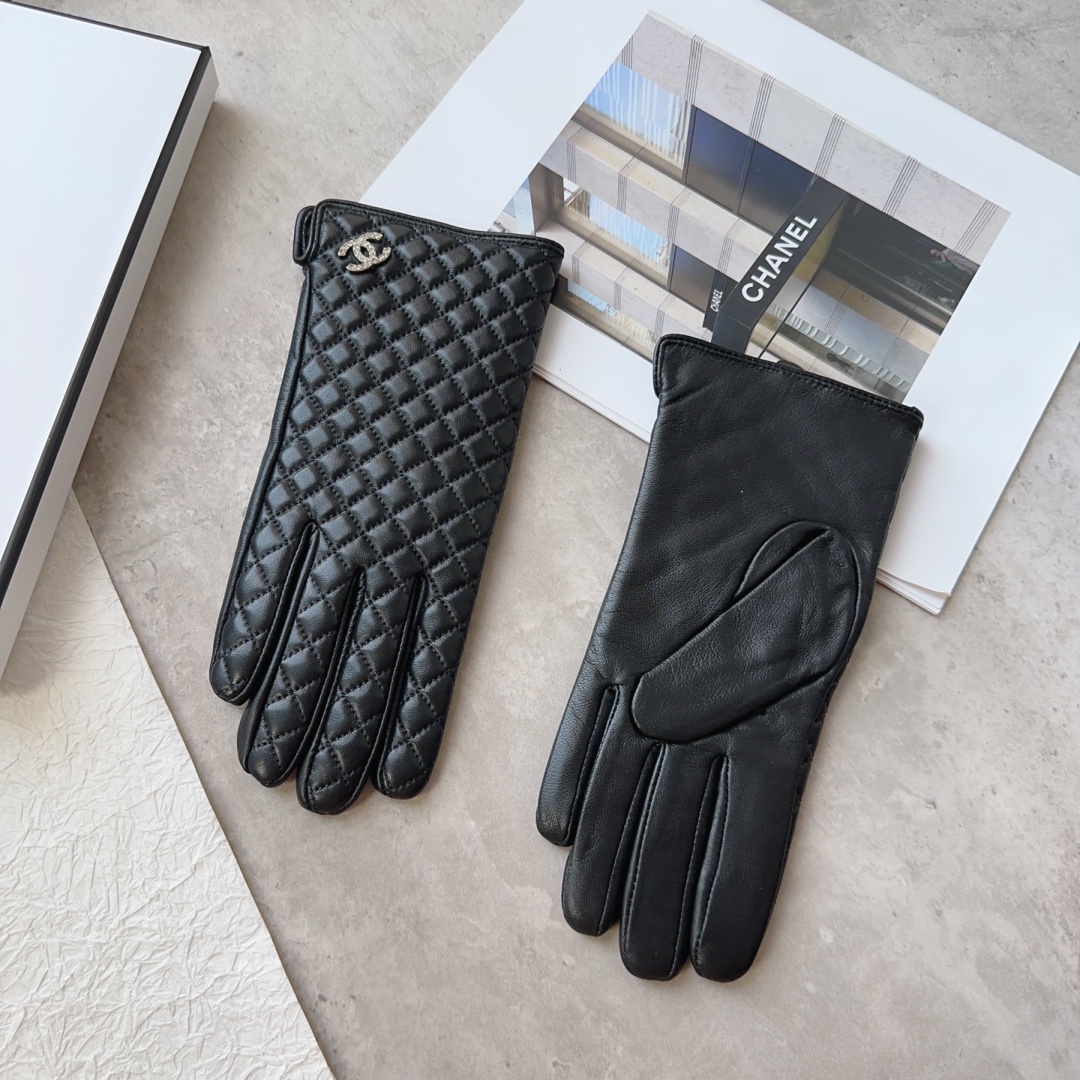 [TOP] CHANEL  New Women's Gloves First Grade Sheepskin - Black