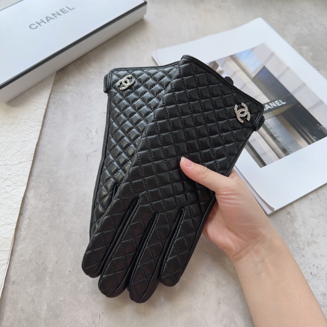 [TOP] CHANEL  New Women's Gloves First Grade Sheepskin - Black
