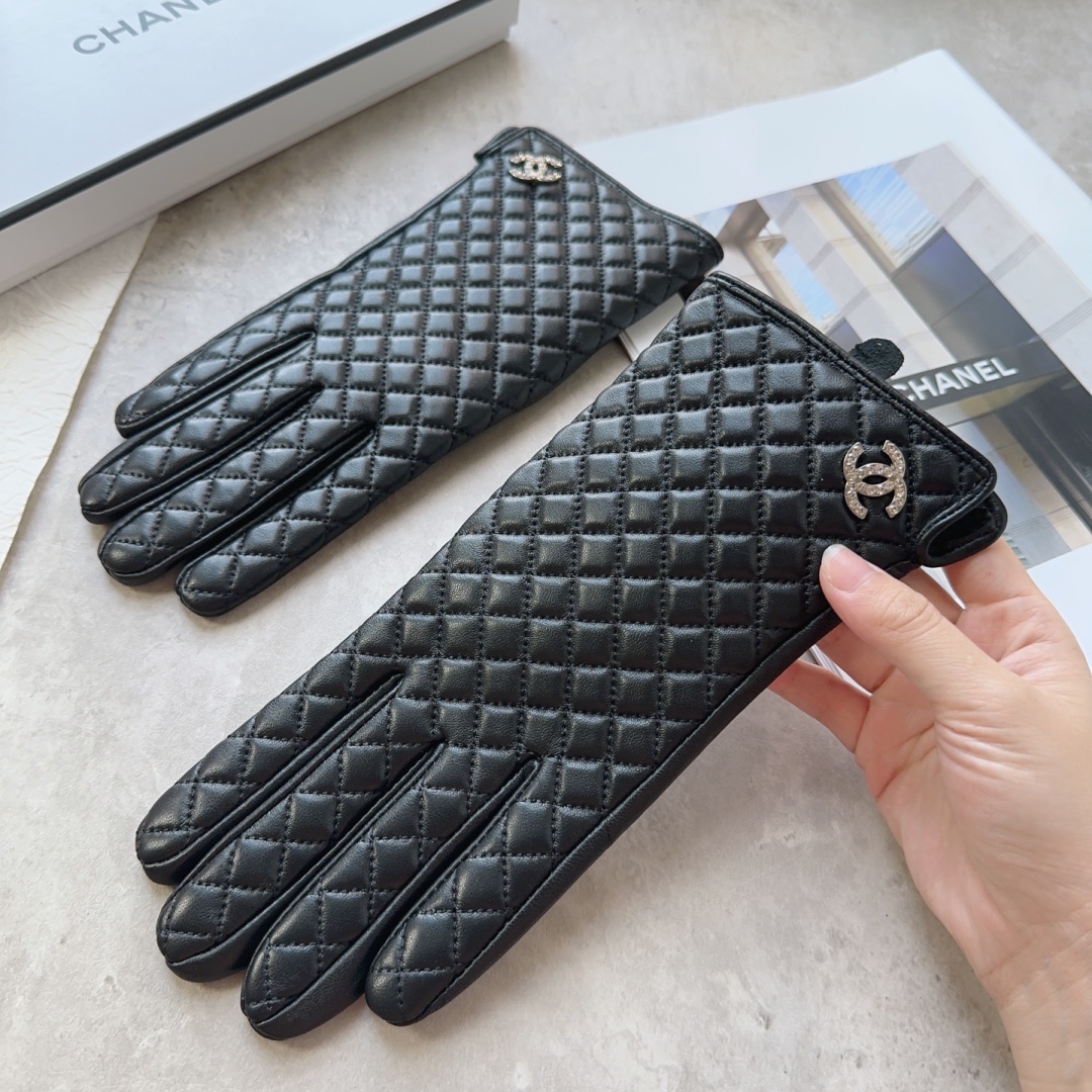 [TOP] CHANEL  New Women's Gloves First Grade Sheepskin - Black