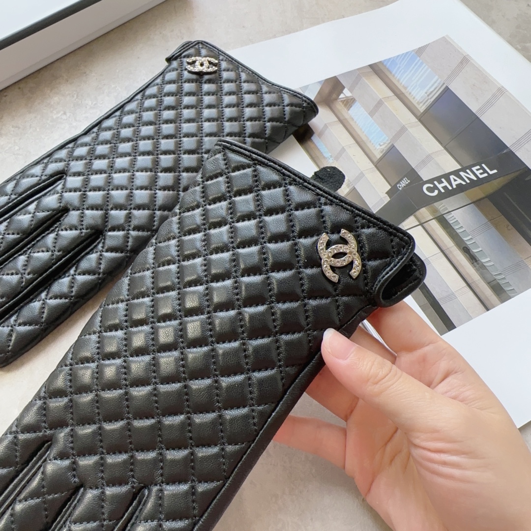 [TOP] CHANEL  New Women's Gloves First Grade Sheepskin - Black