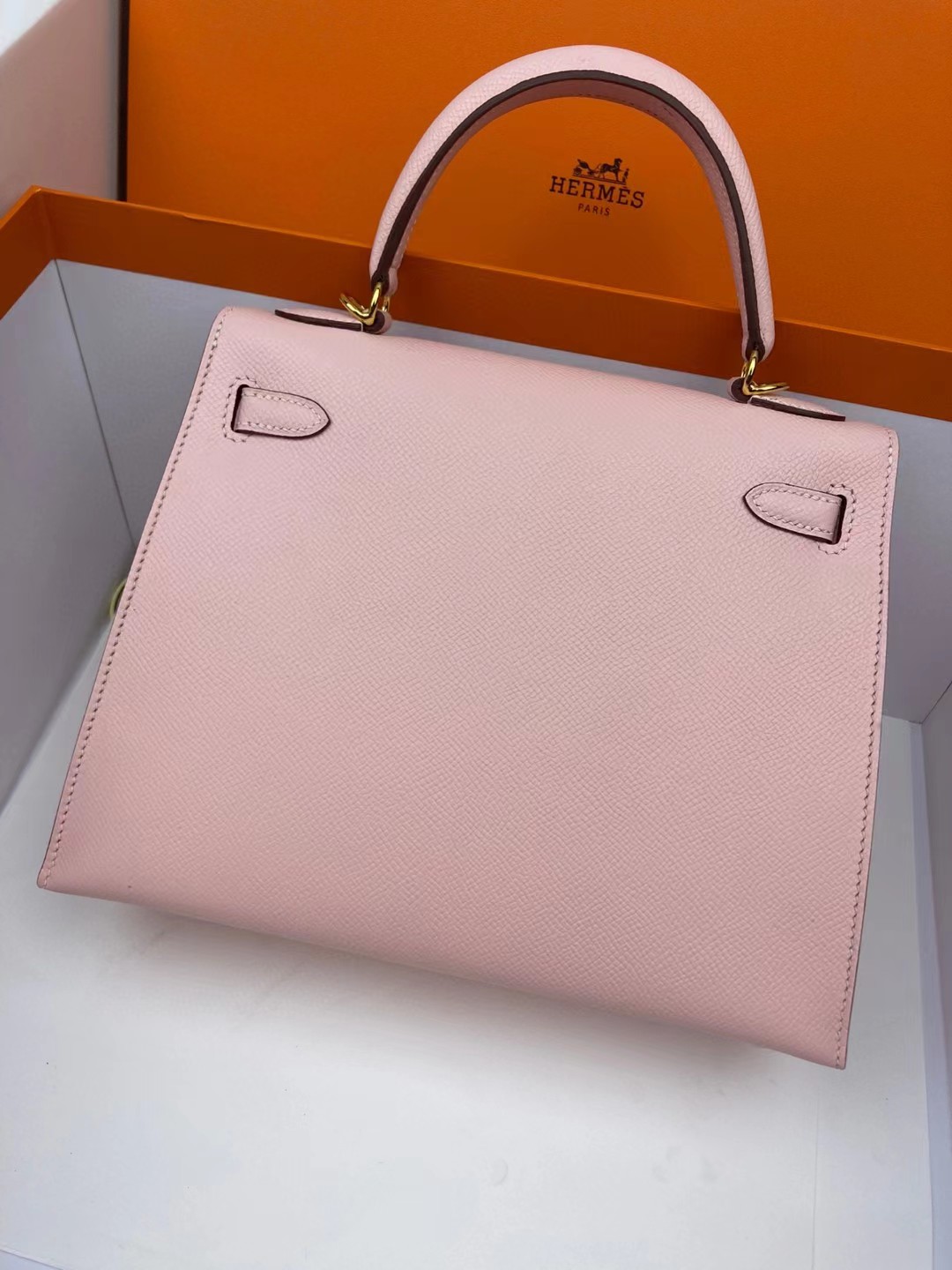 [TOP] HERMES Kelly Epsom Leather 25cm - Light Pink & GHW