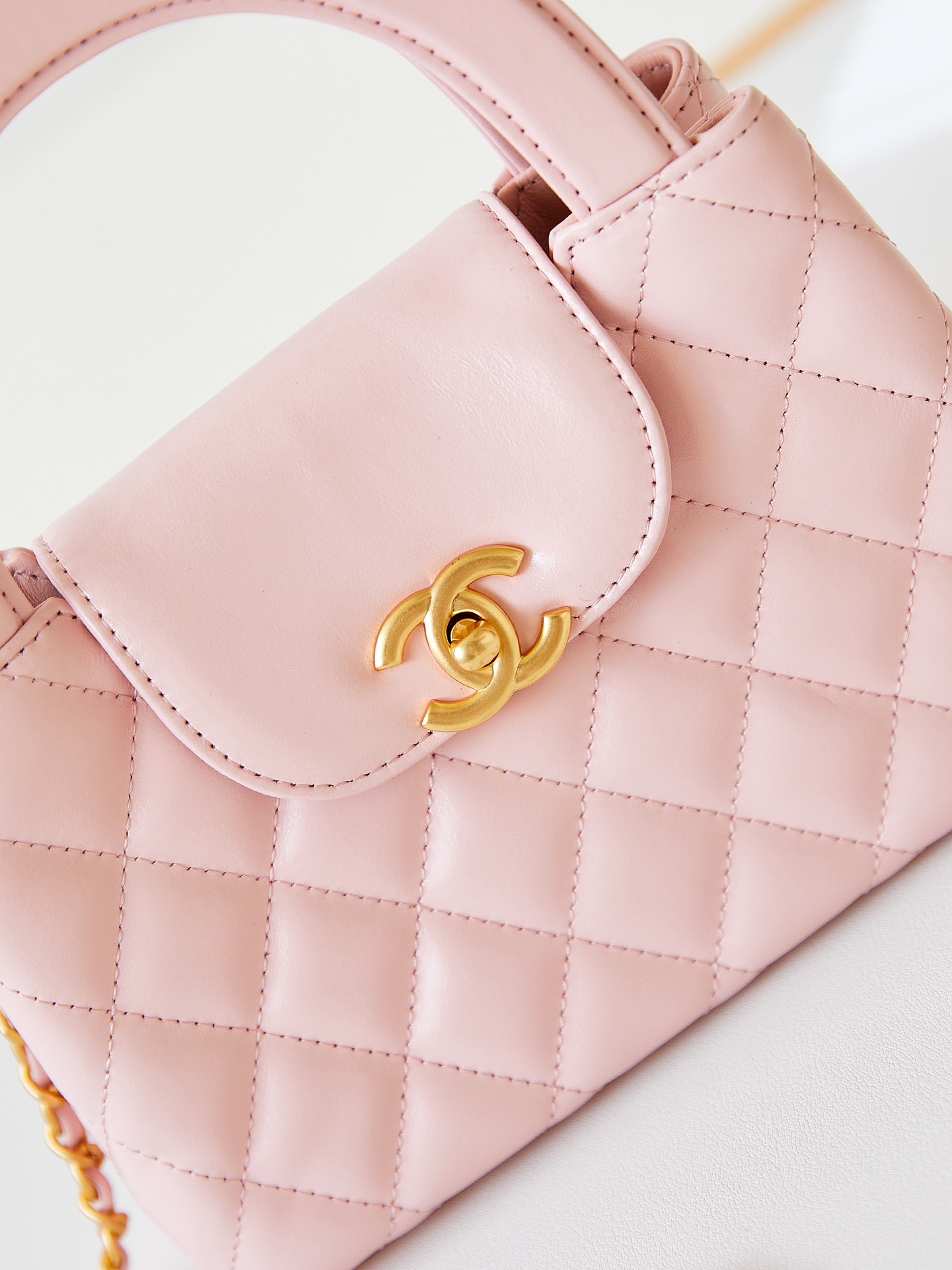 [TOP] CHANEL 23K Mini Handle Bag 8.3x12.5x4 cm/13x19x7 cm - GHW - Pink