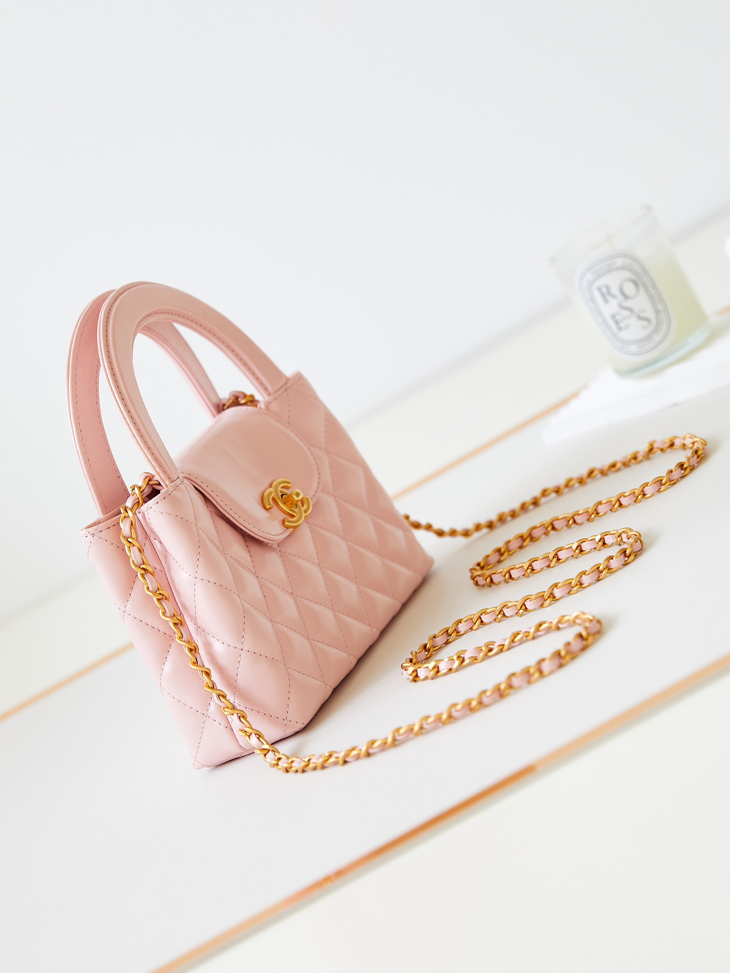 [TOP] CHANEL 23K Mini Handle Bag 8.3x12.5x4 cm/13x19x7 cm - GHW - Pink