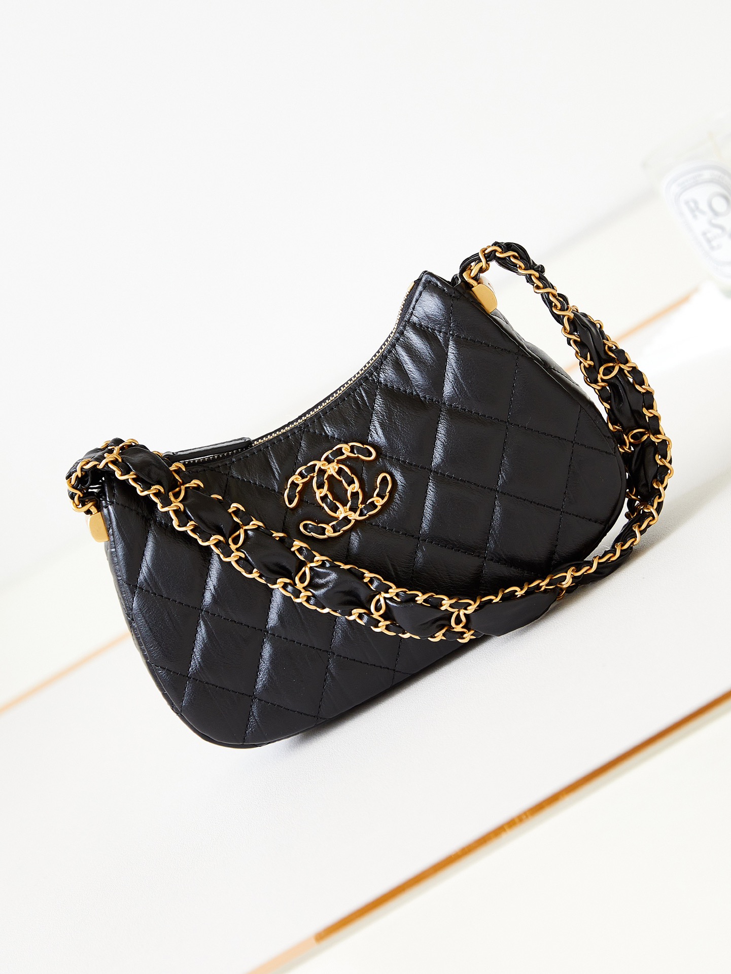 [TOP] CHANEL Hobo 23khobo Armpit Bag 11x20x5 cm -GHW- Black
