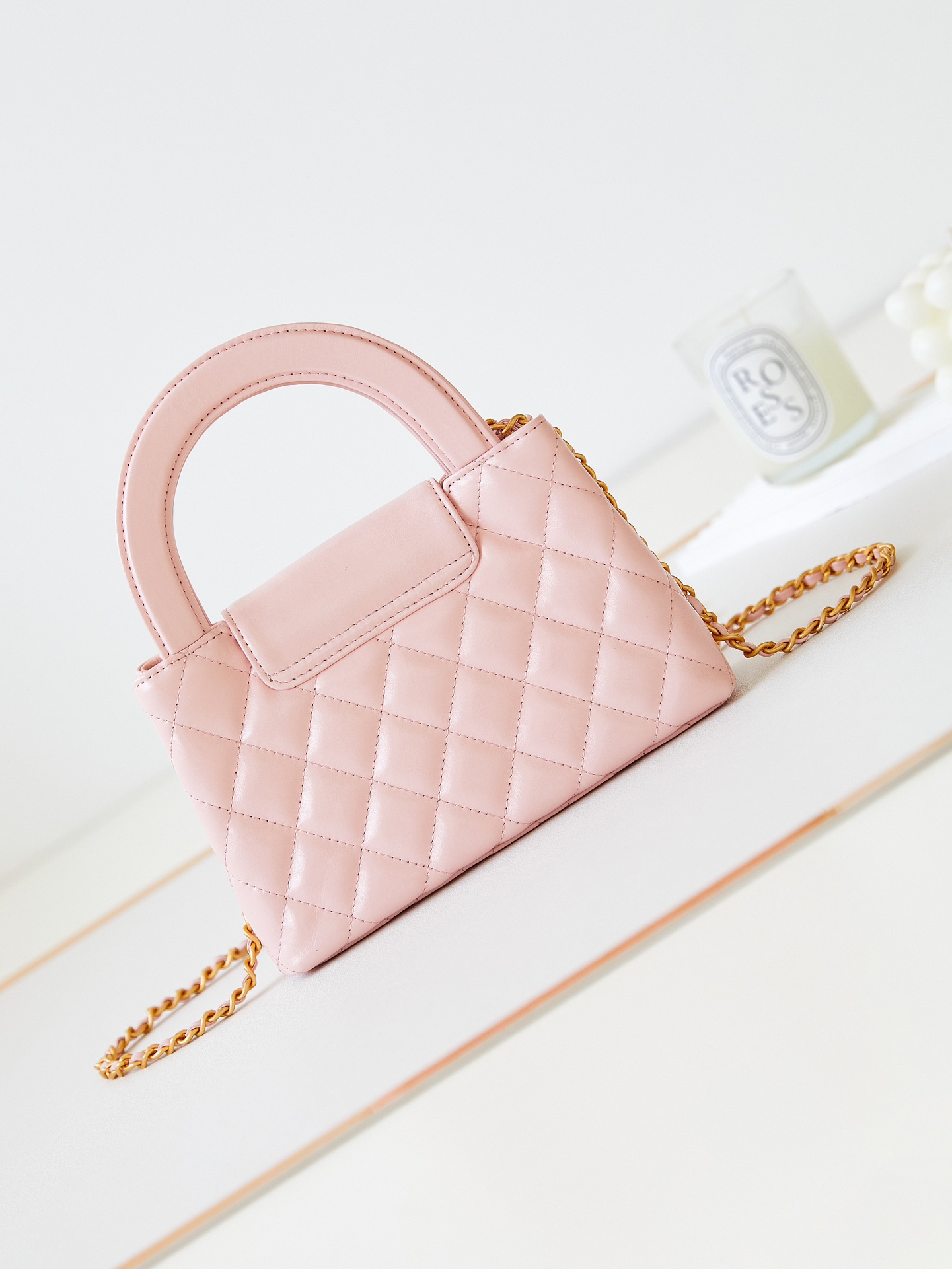 [TOP] CHANEL 23K Mini Handle Bag 8.3x12.5x4 cm/13x19x7 cm - GHW - Pink