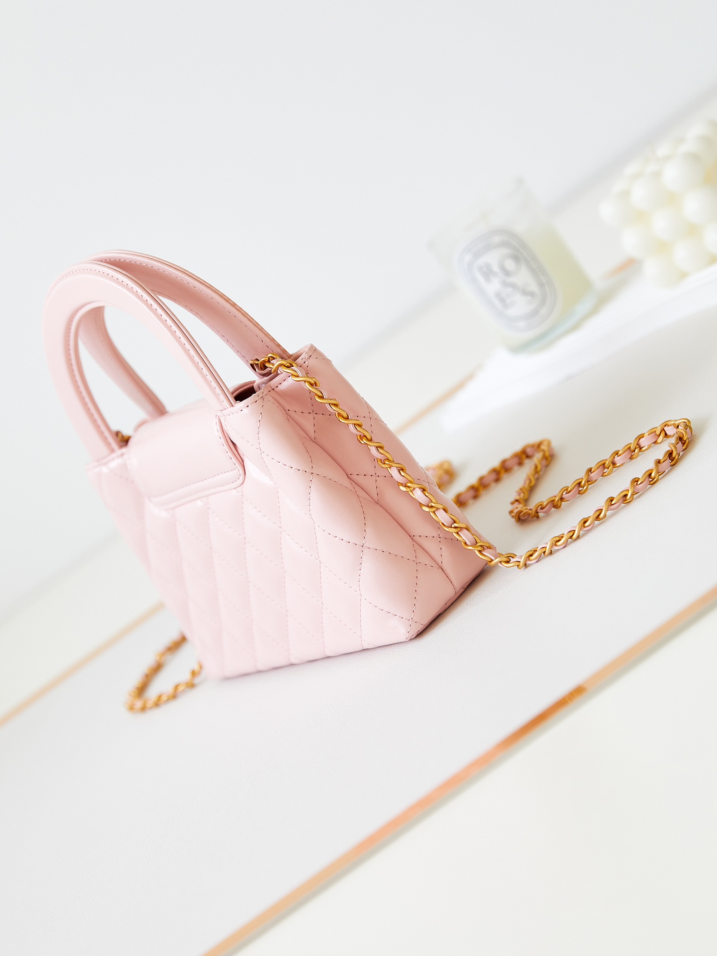 [TOP] CHANEL 23K Mini Handle Bag 8.3x12.5x4 cm/13x19x7 cm - GHW - Pink