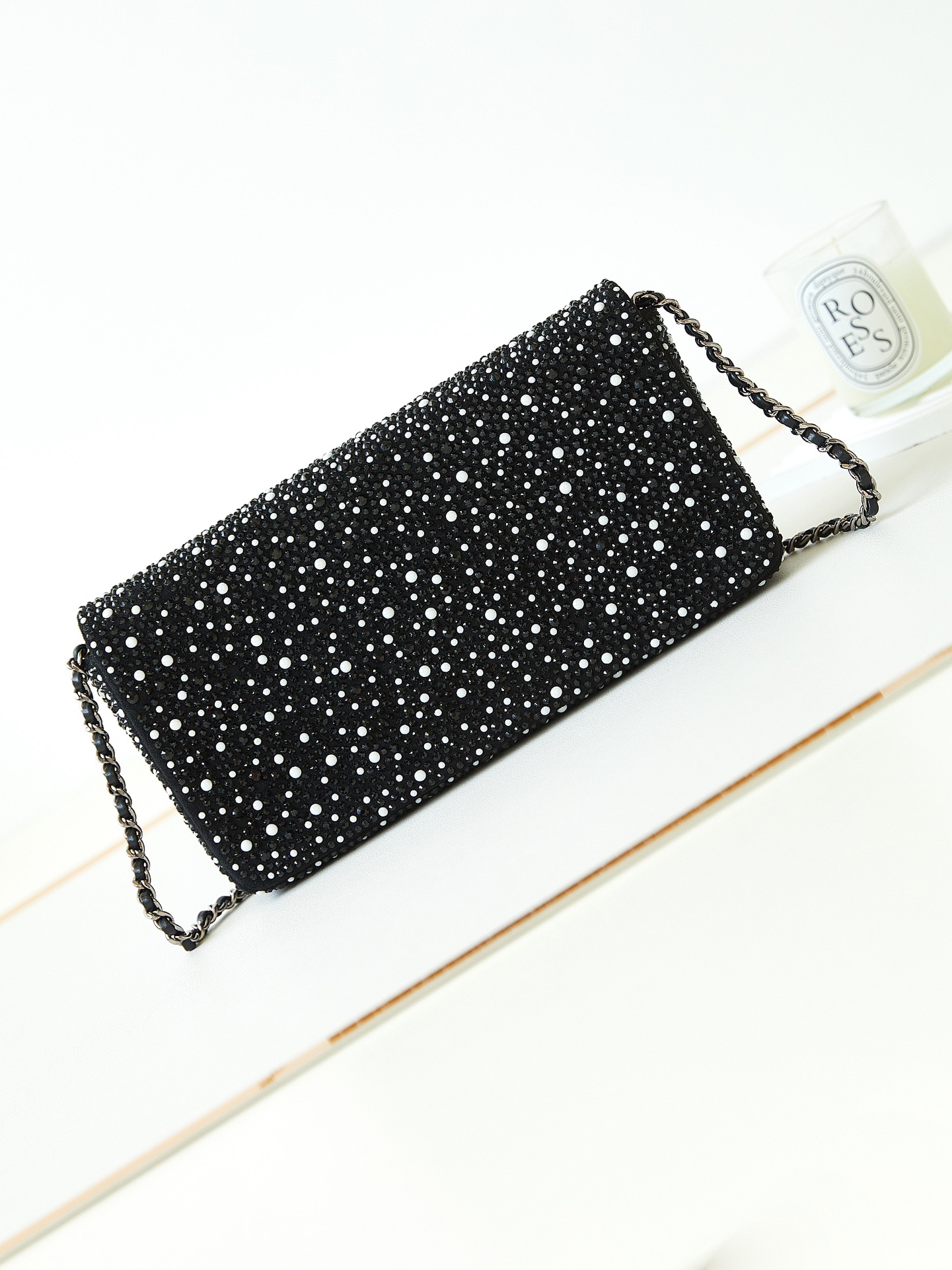 [TOP] CHANEL  23b Evening Armpit Bag Pearl Diamond Flap Bag 20cm/26cm - Black
