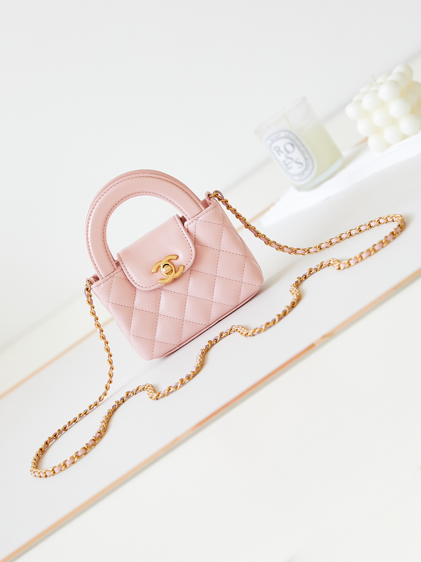 [TOP] CHANEL 23K Mini Handle Bag 8.3x12.5x4 cm/13x19x7 cm - GHW - Pink