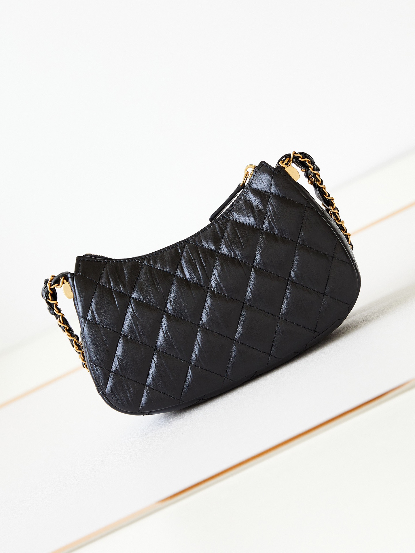 [TOP] CHANEL Hobo 23khobo Armpit Bag 11x20x5 cm -GHW- Black