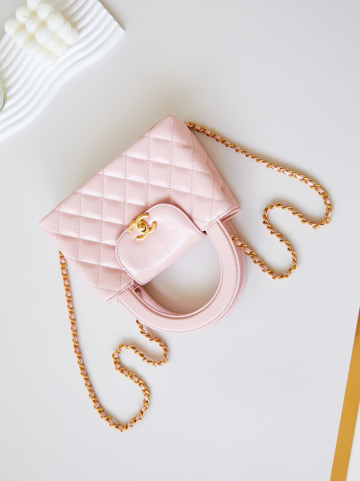 [TOP] CHANEL 23K Mini Handle Bag 8.3x12.5x4 cm/13x19x7 cm - GHW - Pink