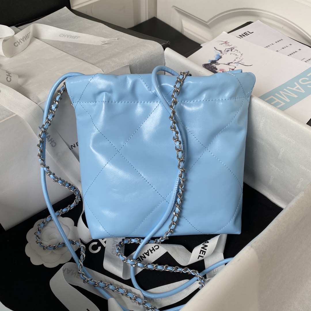 [TOP] CHANEL Mini 22 Bag 19x20x6cm - SHW - Light blue