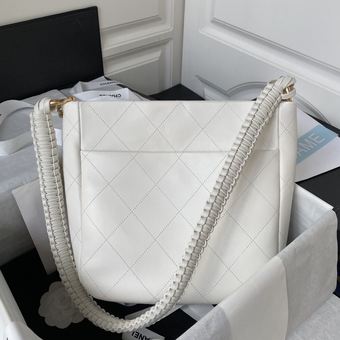 [TOP] CHANEL 23A Hobo Handbag Hippie Bag 26*25*7.5𝗰𝗺 - White