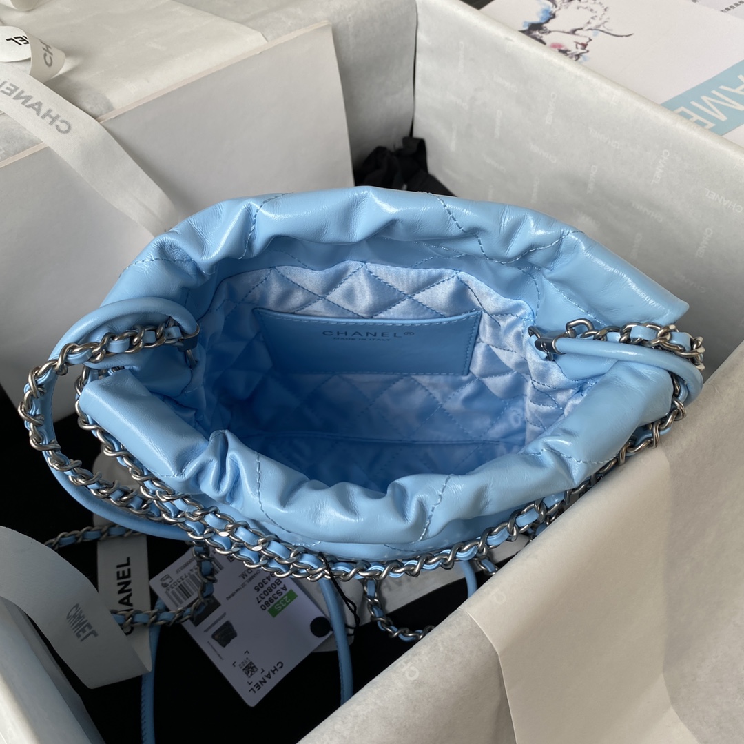 [TOP] CHANEL Mini 22 Bag 19x20x6cm - SHW - Light blue
