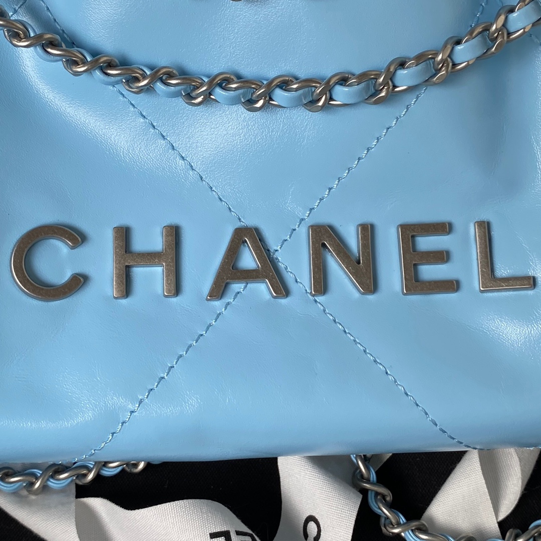 [TOP] CHANEL Mini 22 Bag 19x20x6cm - SHW - Light blue