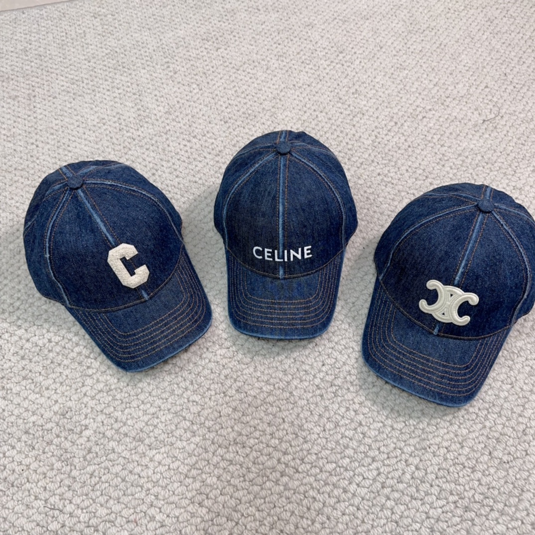 [TOP] CELINE New Denim Blue Retro Baseball Cap -3 Colors