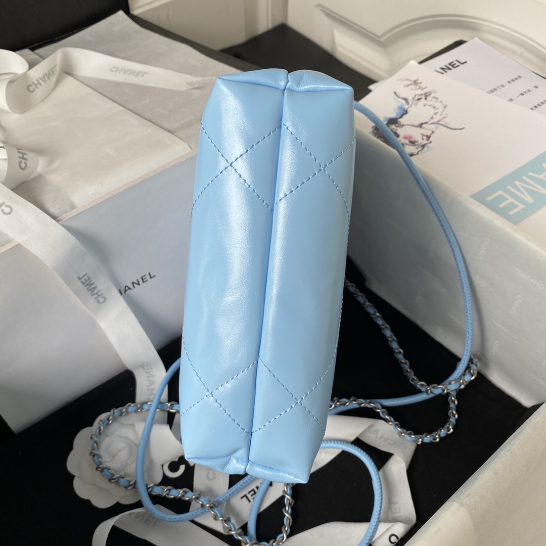 [TOP] CHANEL Mini 22 Bag 19x20x6cm - SHW - Light blue