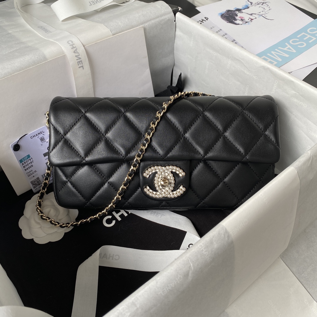 [TOP] CHANEL Flap Bag 23A Pearl Baguette Bag 11.5x26x4cm - Three Colors