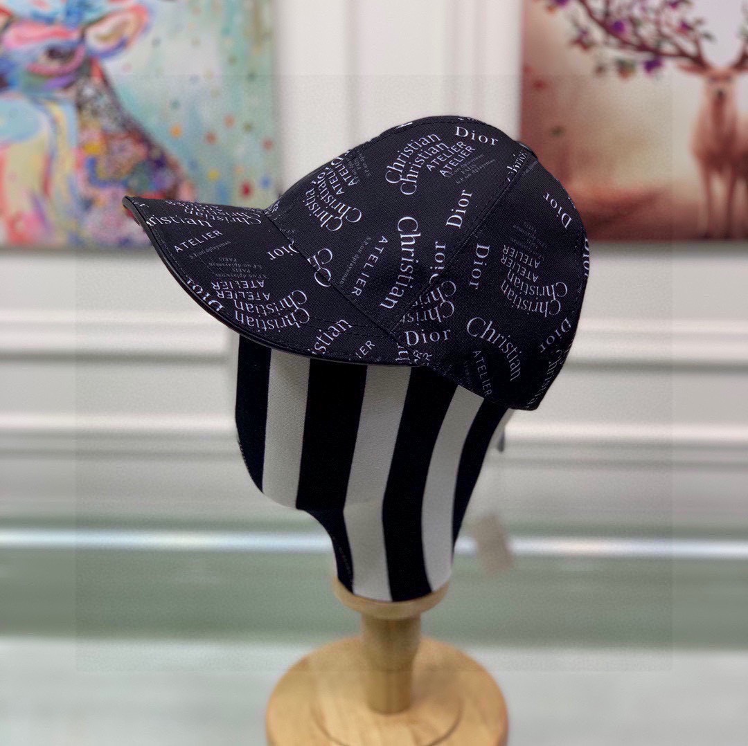 [TOP] Christian Dior Original Canvas Material + Top Layer Cowhide Baseball Cap - Two Colors