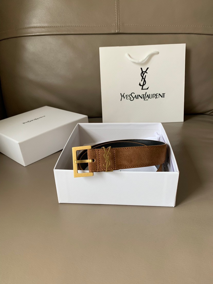 [TOP] Yves Saint Laurent YSL Fashion Casual Belt - 3cm - Brown