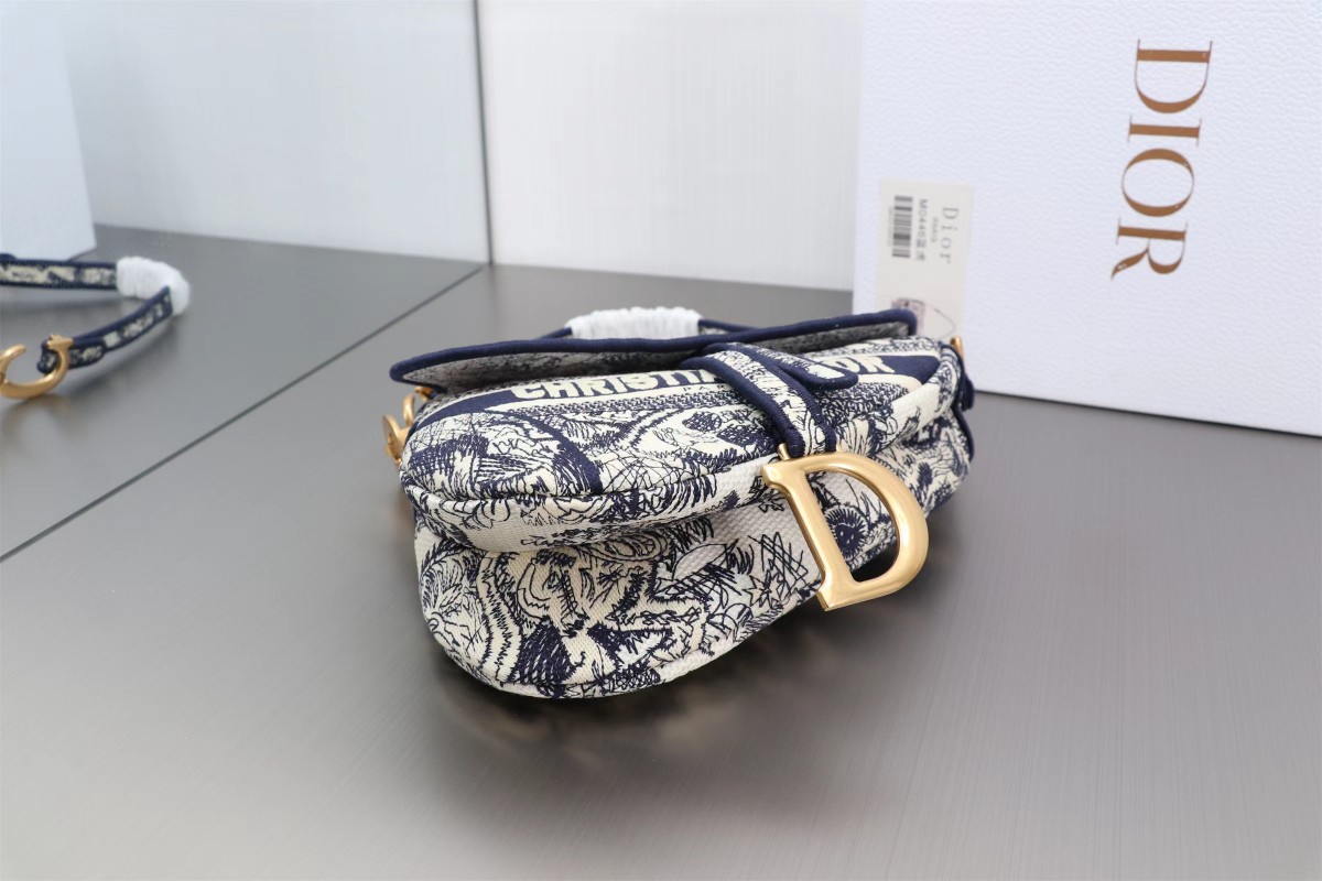 [TOP] Christian Dior Saddle Bag Patchwork Embroidered Bag 25 cm - GHW
