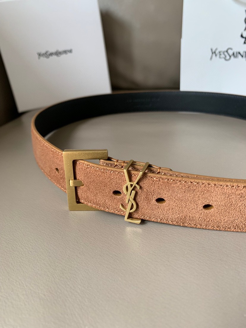 [TOP] Yves Saint Laurent YSL Fashion Casual Belt - 3cm - Brown