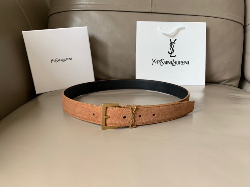 [TOP] Yves Saint Laurent YSL Fashion Casual Belt - 3cm - Brown