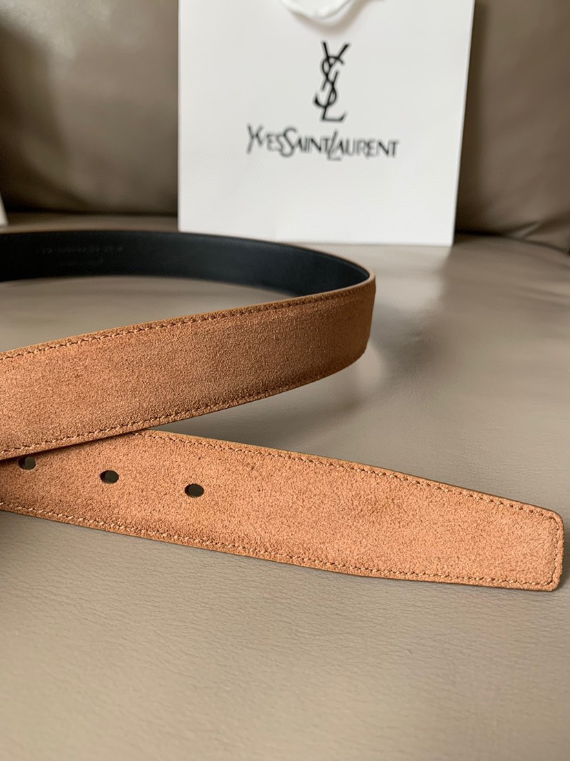 [TOP] Yves Saint Laurent YSL Fashion Casual Belt - 3cm - Brown