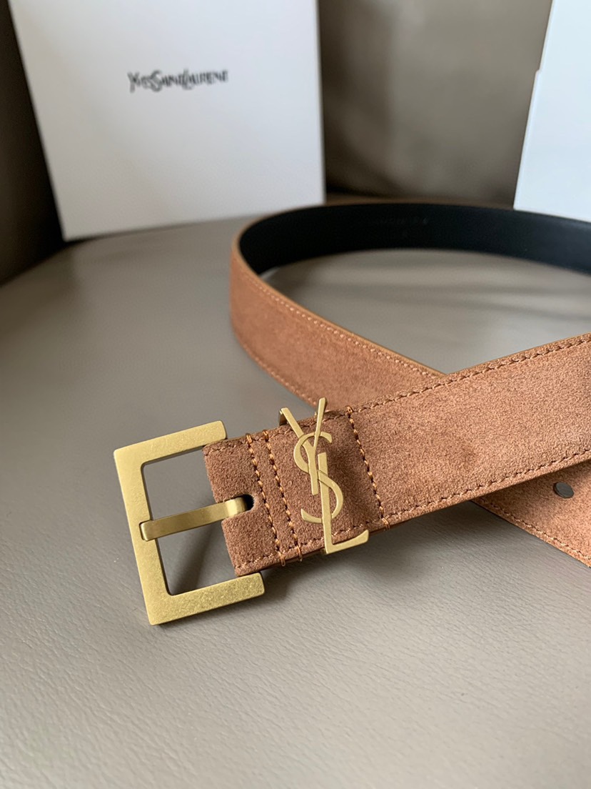 [TOP] Yves Saint Laurent YSL Fashion Casual Belt - 3cm - Brown