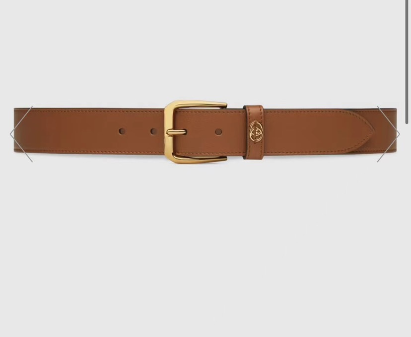 [TOP] GUCCI Adopting Double - Sided Imported Plain Belt - 3.5cm - Brown