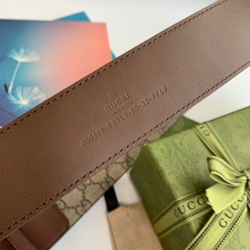 [TOP] GUCCI Cowhide Splicing Belt - 4cm - 2 Colors