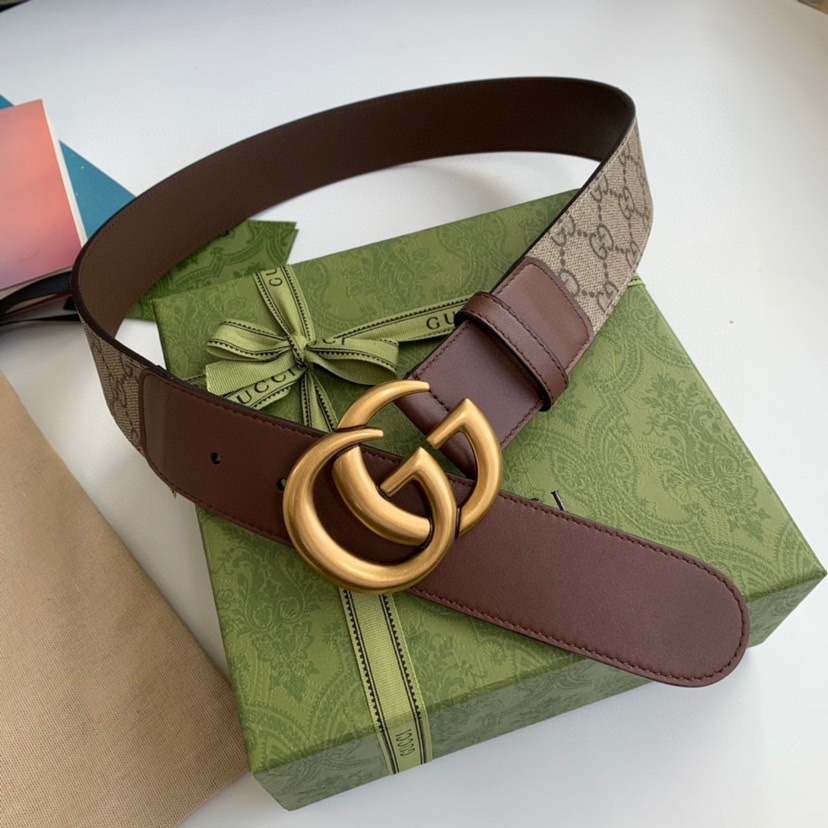 [TOP] GUCCI Cowhide Splicing Belt - 4cm - 2 Colors