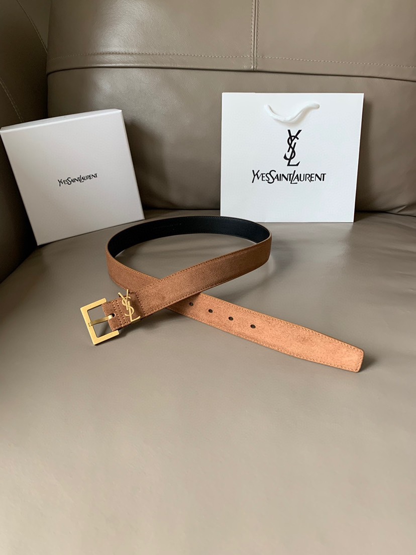 [TOP] Yves Saint Laurent YSL Fashion Casual Belt - 3cm - Brown