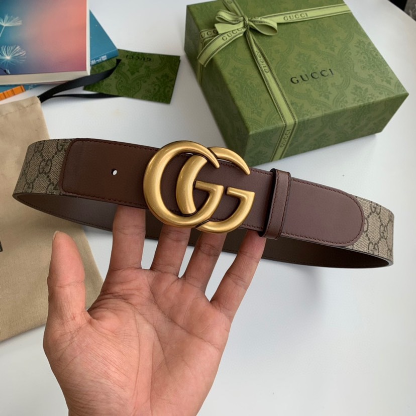 [TOP] GUCCI Cowhide Splicing Belt - 4cm - 2 Colors