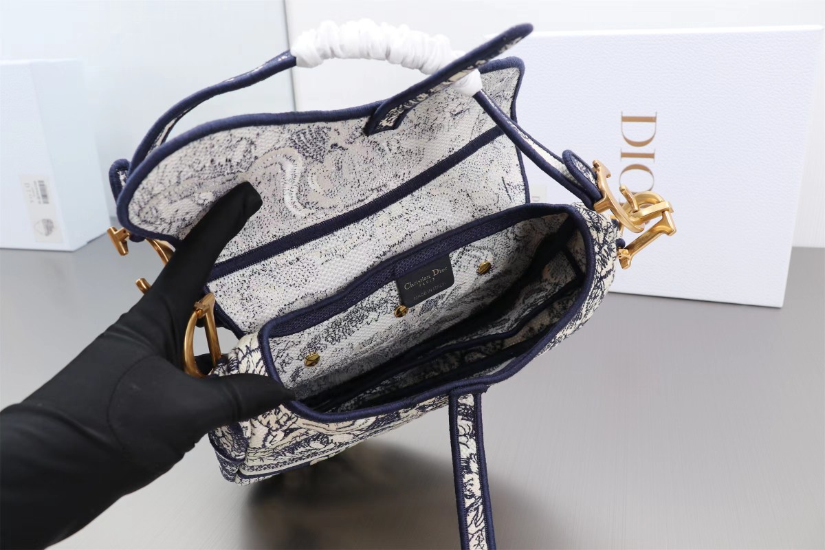 [TOP] Christian Dior Saddle Bag Patchwork Embroidered Bag 25 cm - GHW