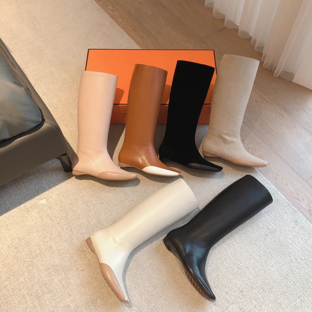 [TOP] HERMES Imported Cowhide Boots From Ltaly - 6 Colors