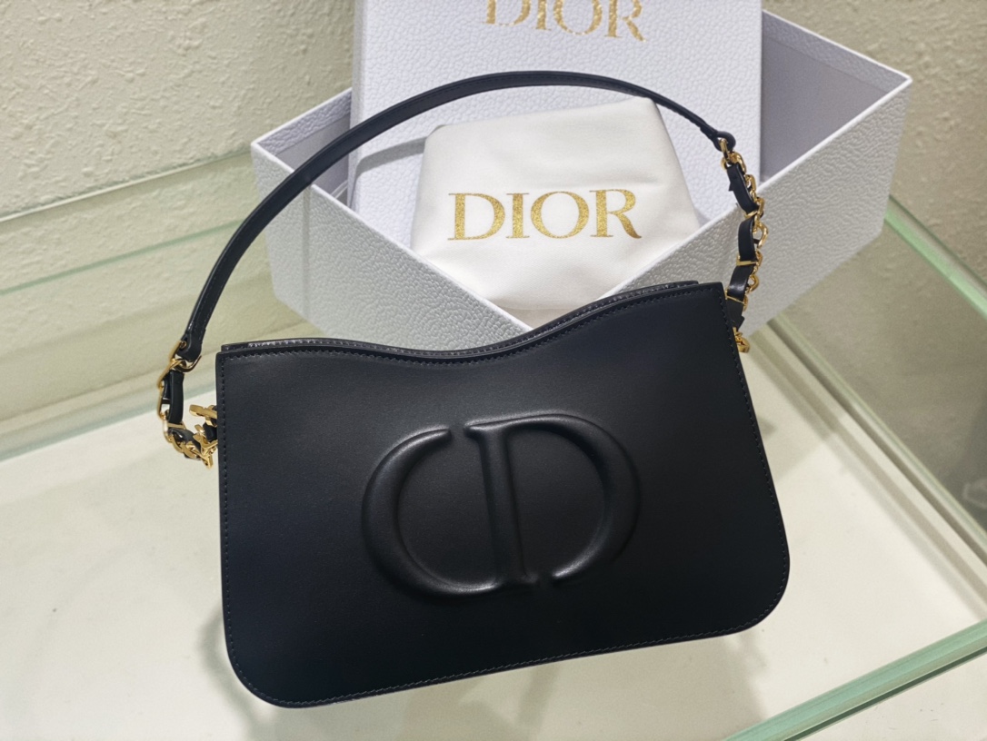 [TOP] Christian Dior CD Signature Hobo Mini Chain Bag Handbag  23.5 x 14.5 x 6 cm - Black