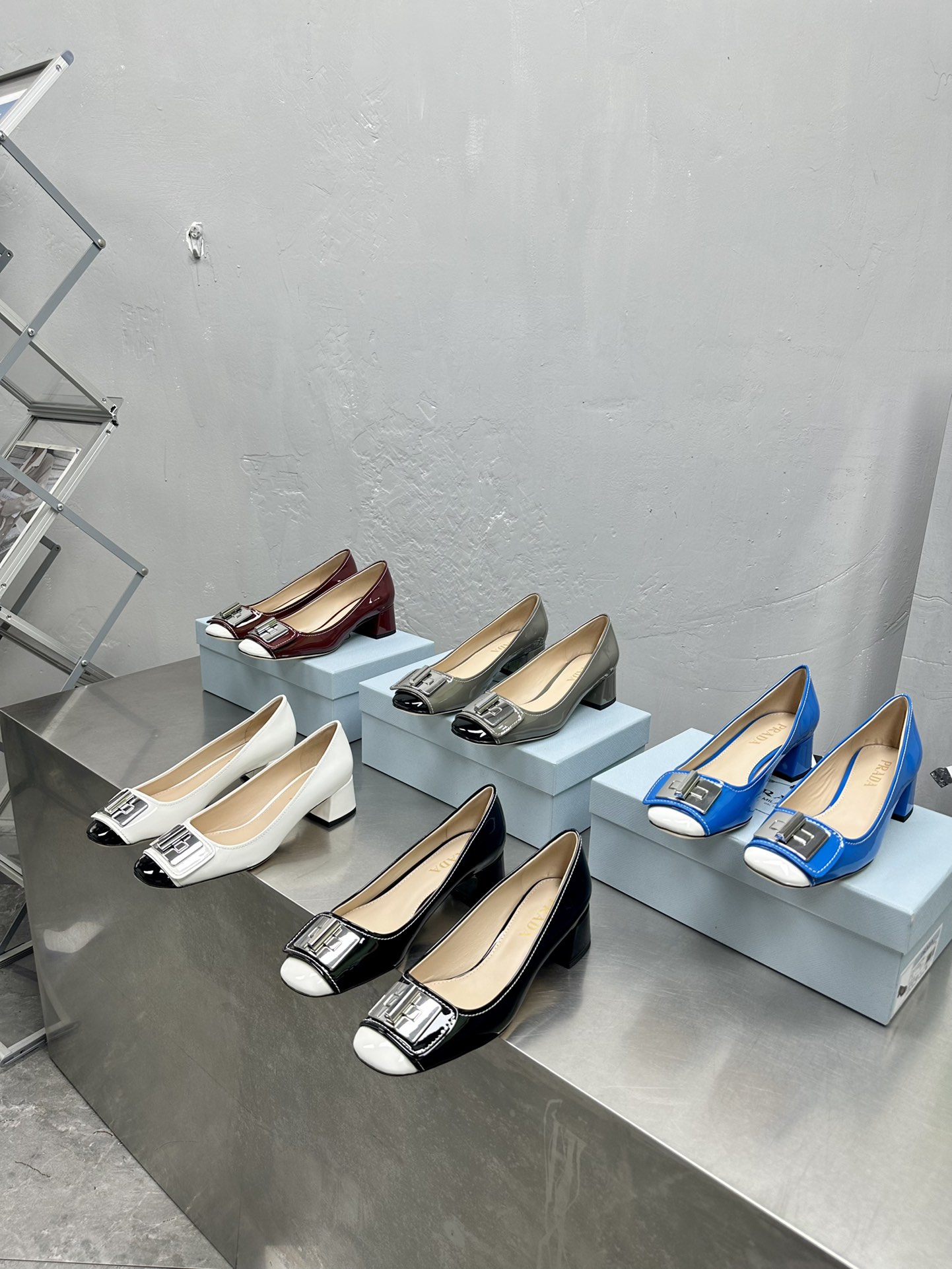 [TOP] PRADA Classic Color Matching Single Shoes - 4cm - 5 Colors