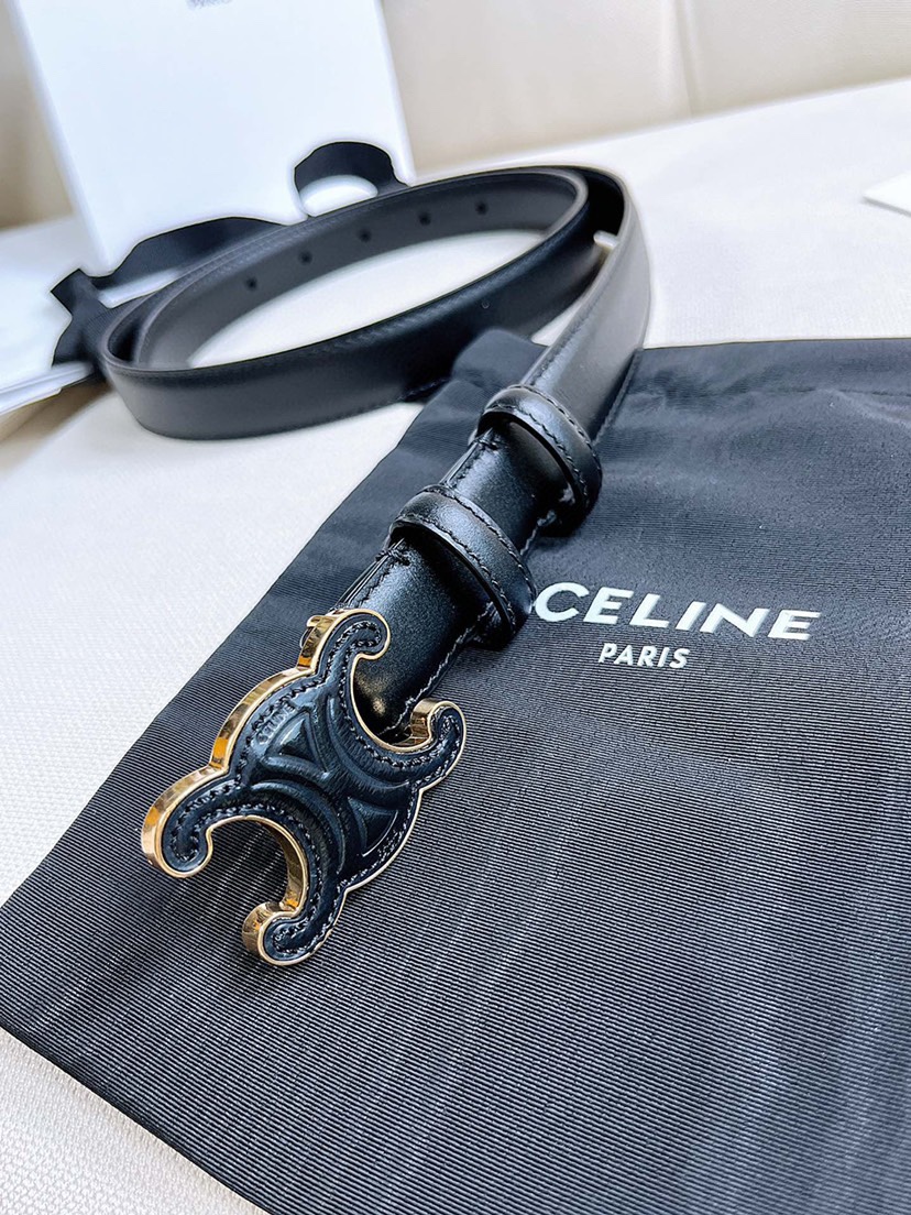 [TOP] CELINE Cow Leather Belt - 2.5cm - Black