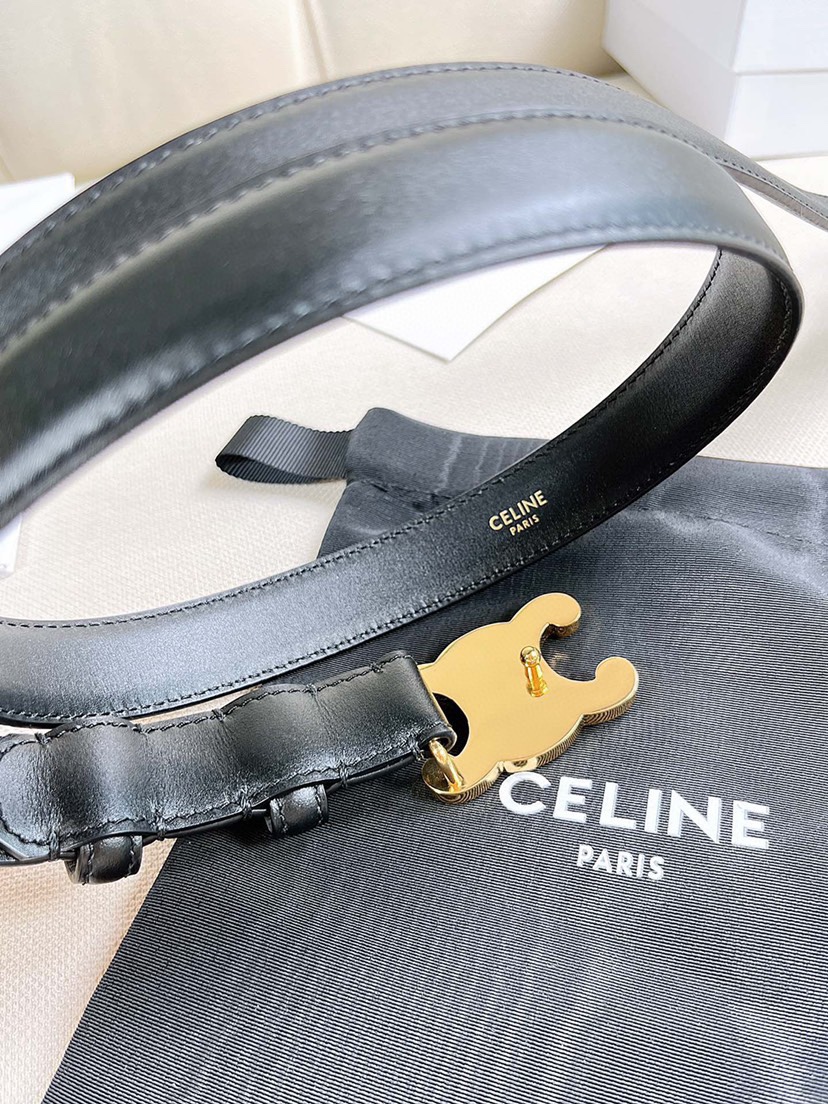 [TOP] CELINE Cow Leather Belt - 2.5cm - Black