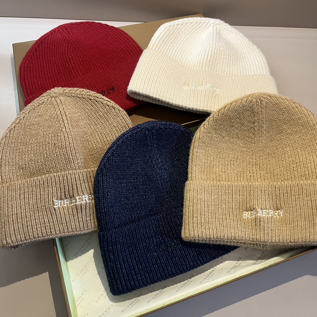 [TOP] BURBERRY Knitted Wool Hat - 5 Colors