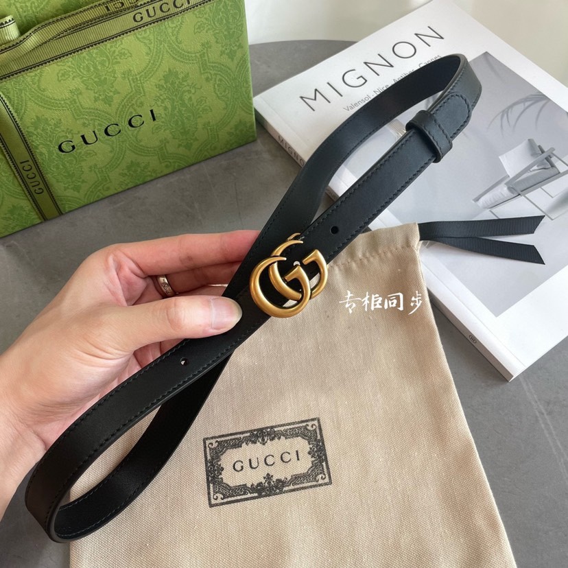 [TOP] GUCCI Classic Antique Copper Belt - 2CM - Black