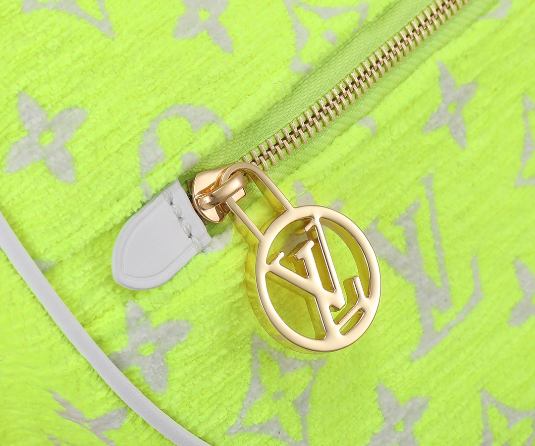 [TOP] Louis Vuitton LV Monogram Jacquard Flannel Loop Half-Moon Underarm Bag 23 x 13 x 6 cm-Yellow