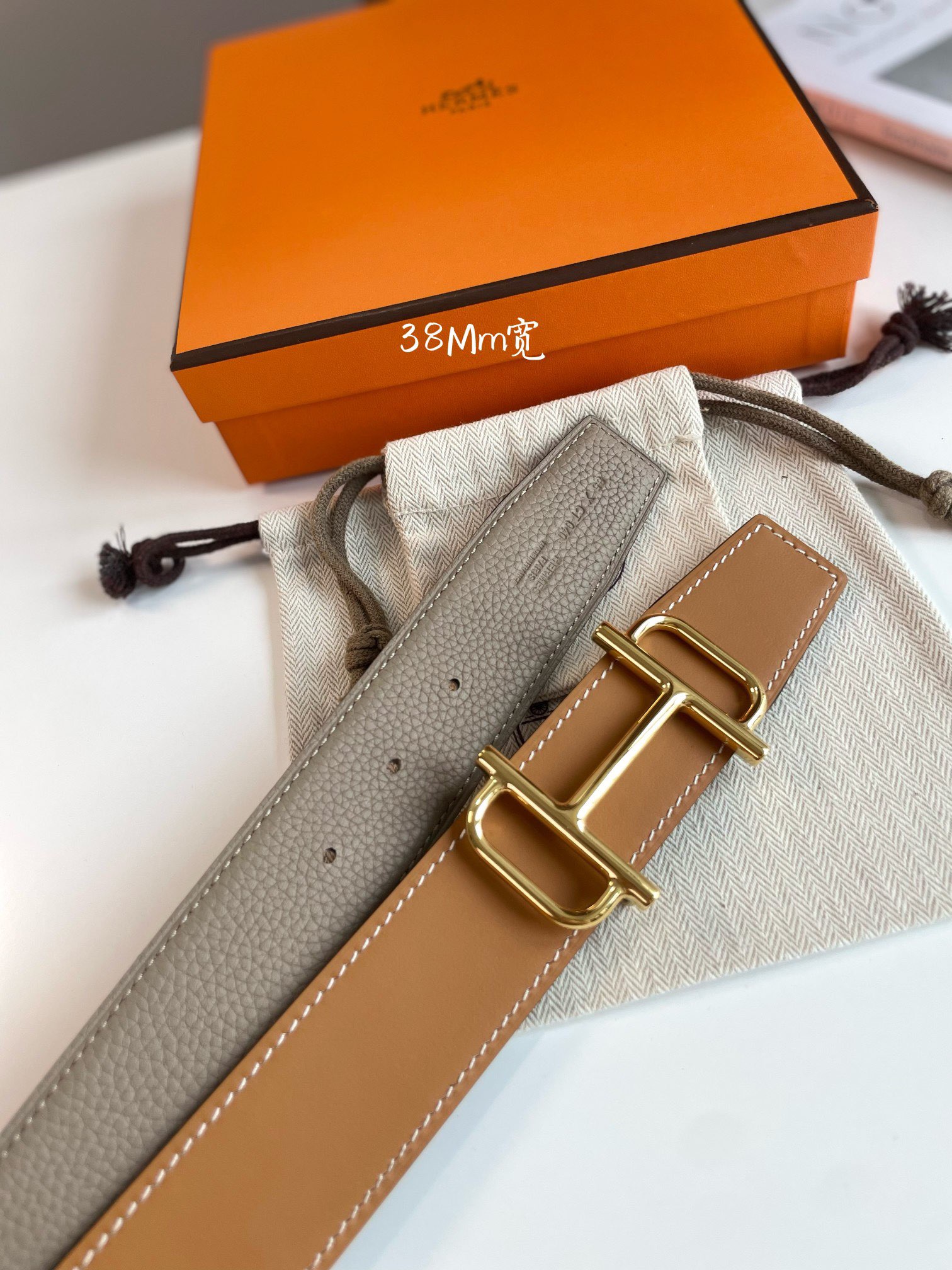 [TOP] HERMES Reversible Waist Belt - Brown