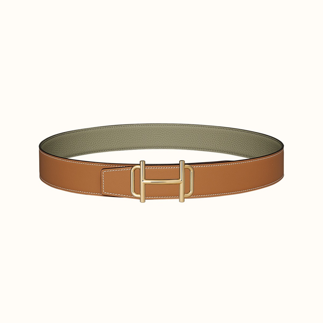 [TOP] HERMES Reversible Waist Belt - Brown