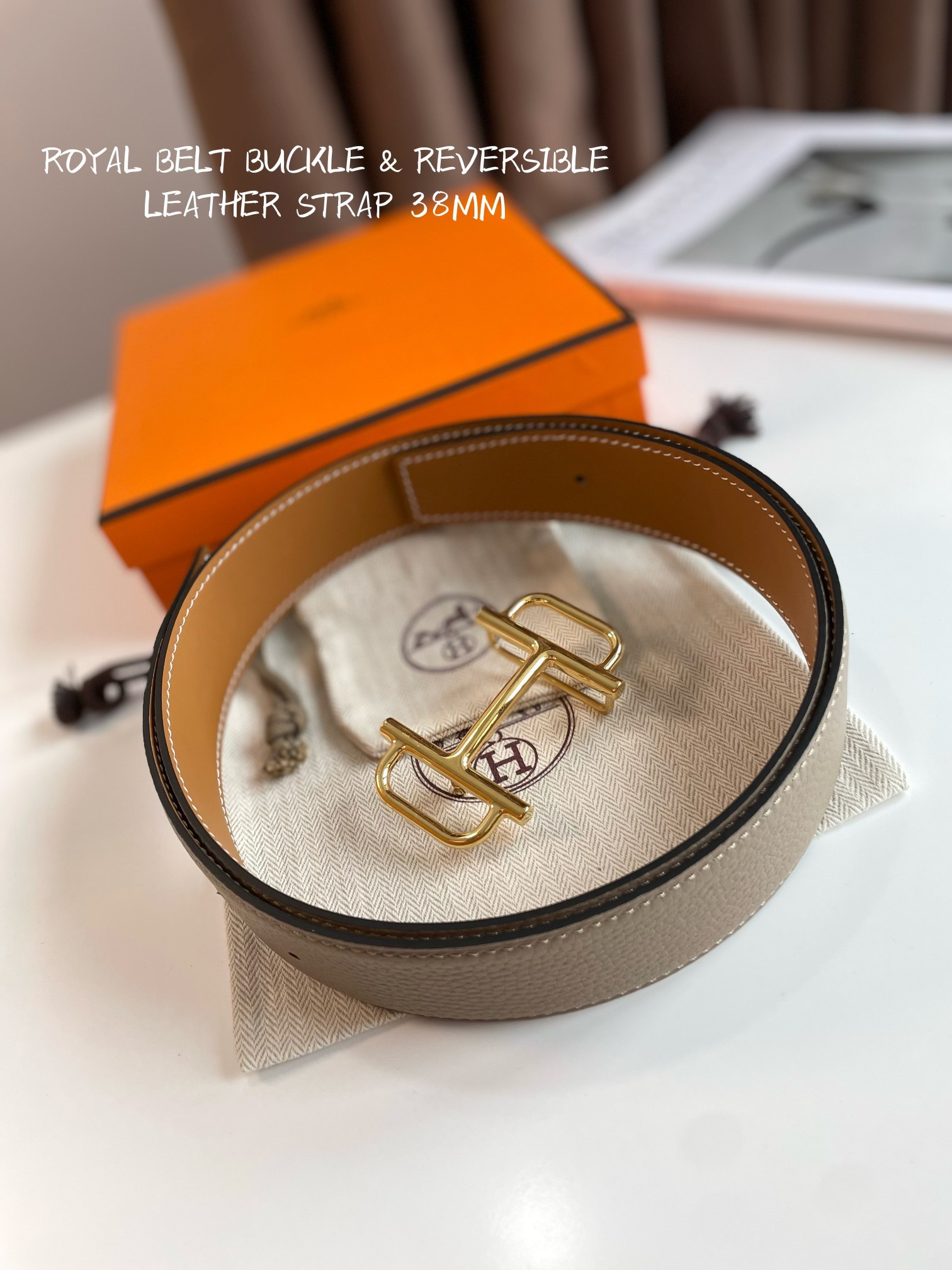 [TOP] HERMES Reversible Waist Belt - Brown